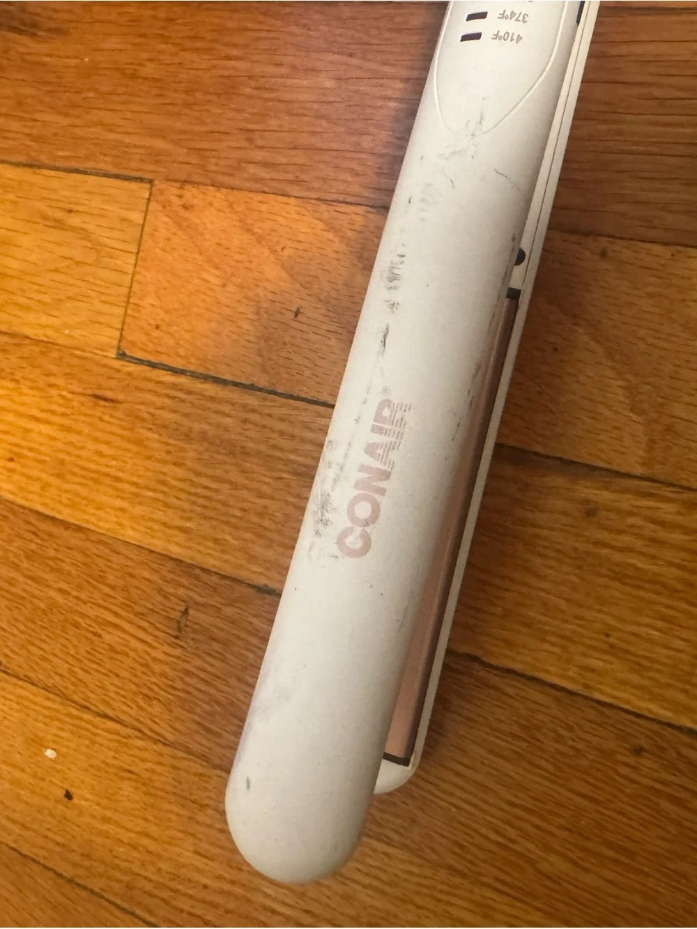 Conair White & Rose Gold Ceramic Hair Straightener with Clip